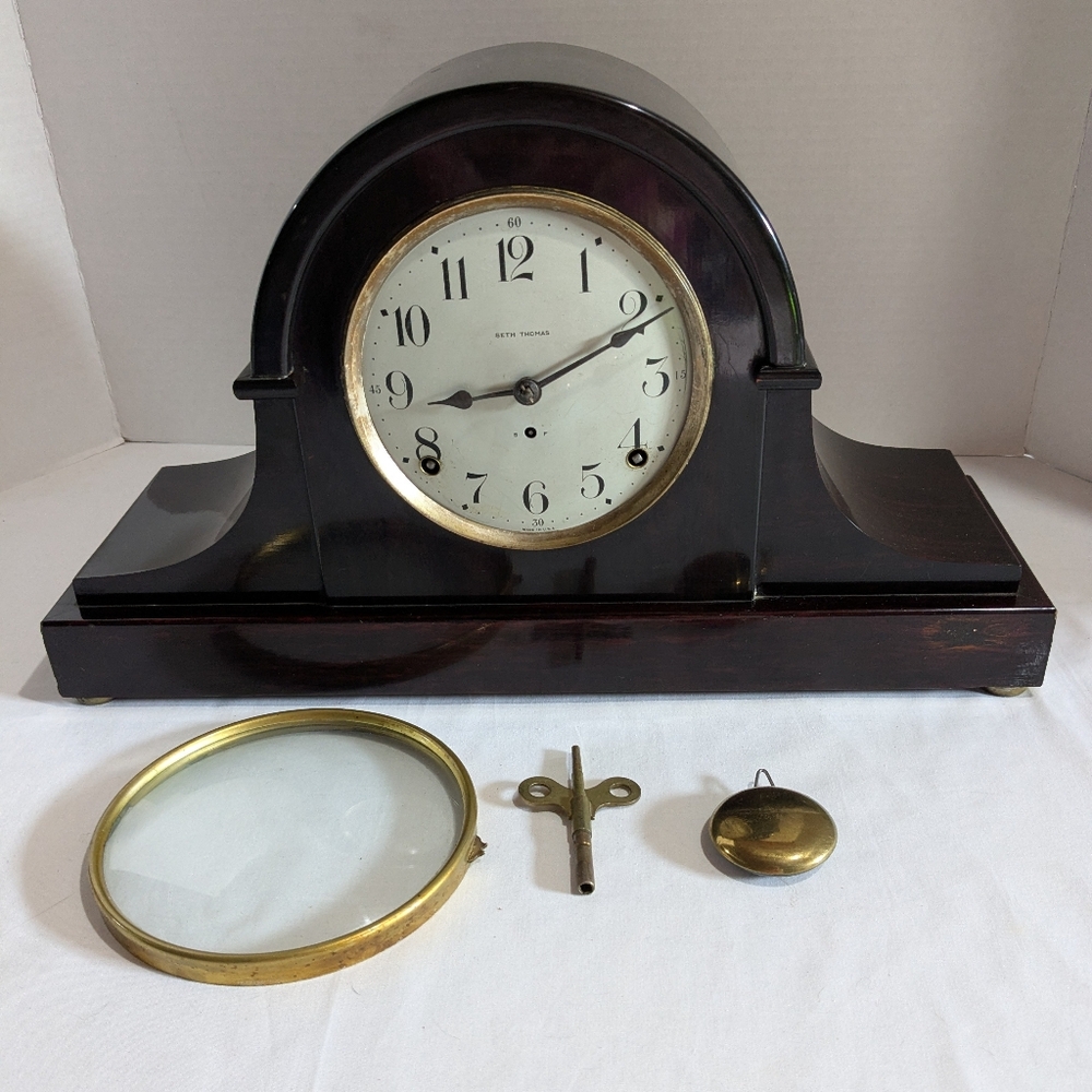 Vtg Seth Thomas 8 Day Chime Mantle Clock W/ Speed Adjustment (Parts or Repair)